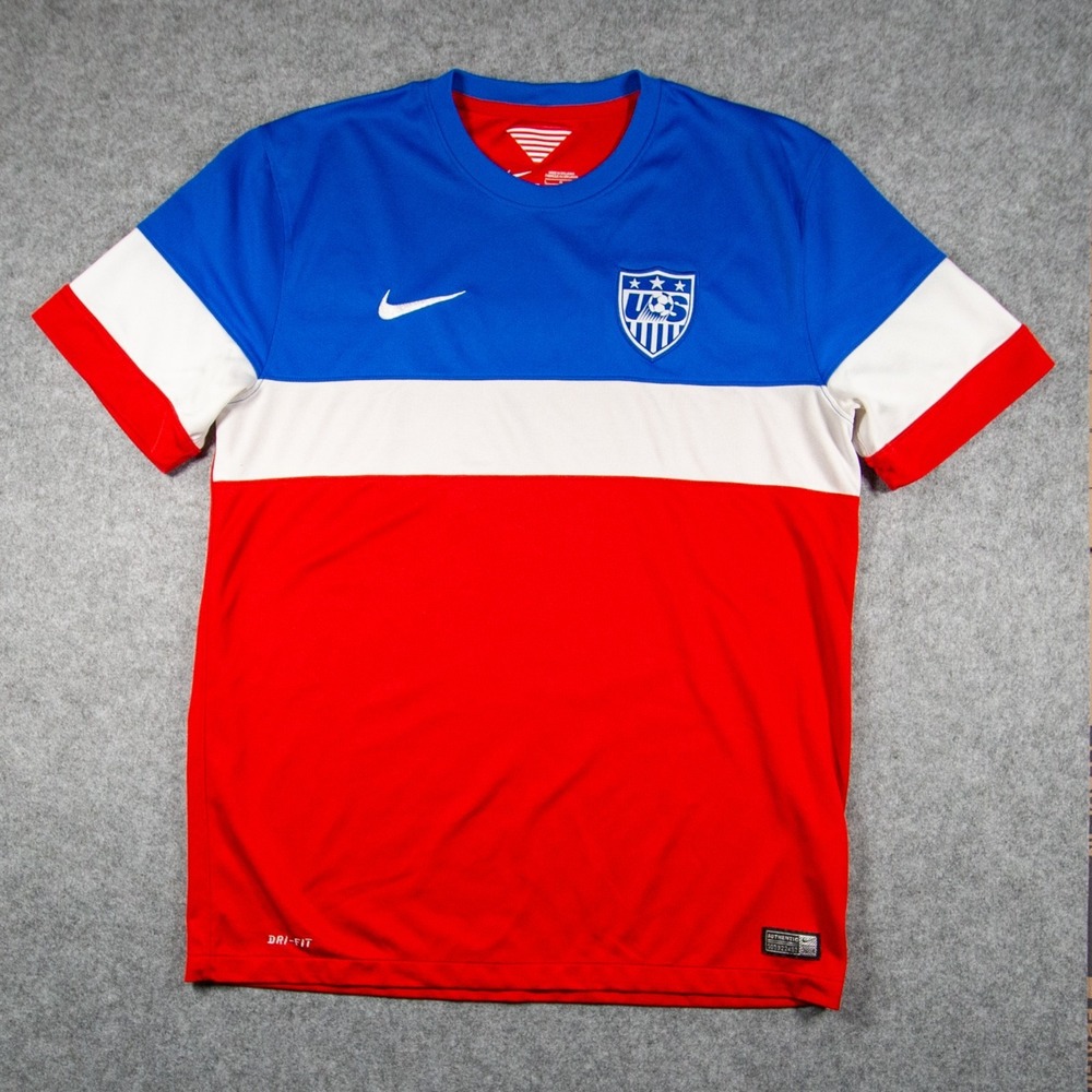 Nike USMNT 2014 World Cup Away Jersey "Bomb Pop" USA Soccer Men's Sz L BLANK